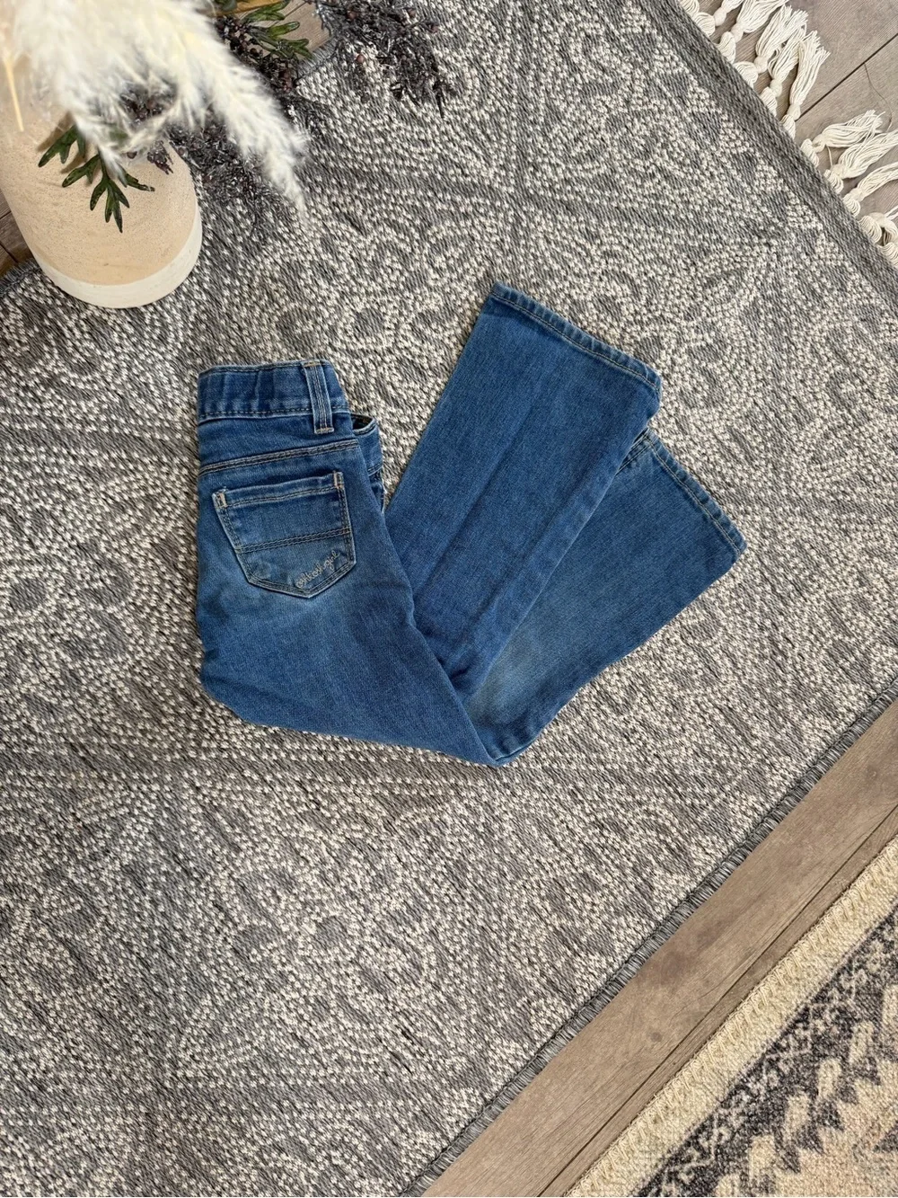 VTG Y2K OshKosh B'gosh Girls Boot Cut Slim Jeans Sz 5 Oshkosh Embroidered Pocket